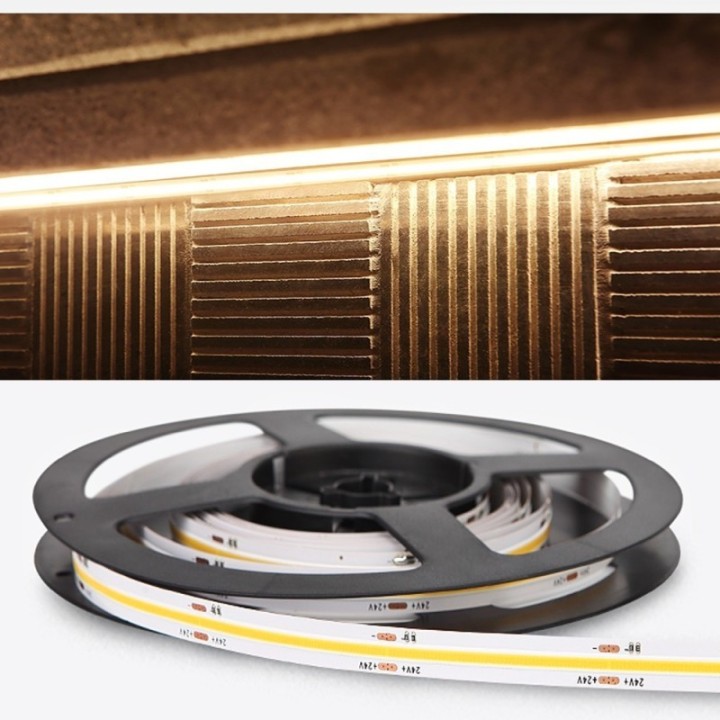 Ruban LED COB 24V – 320 LED/m – CRI90 – 12W/m – Lumière uniforme et puissante