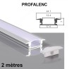 Profilé 2 mètres aluminium encastré et diffuseur opale