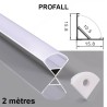 Profilé 2 mètres aluminium en L avec diffuseur opale