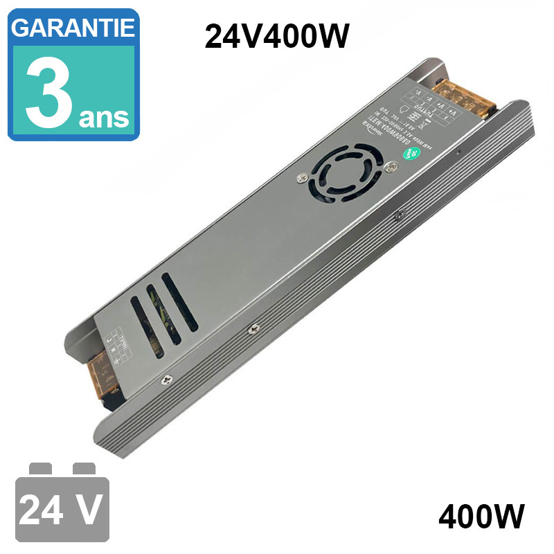 Alimentation 24V 400W 16.6A Aluminium IP20