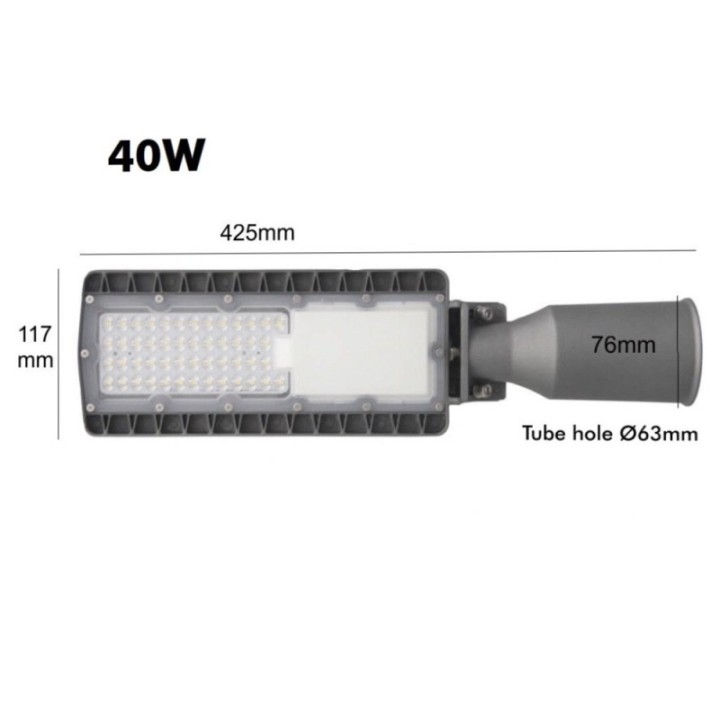 Réverbère LED 40W – SMD3030 – 160lm/W – IP65 – IK10
