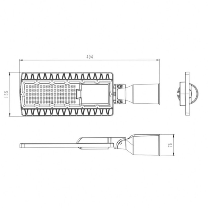 Réverbère LED 60W – SMD3030 – 160lm/W – IP66 – IK10
