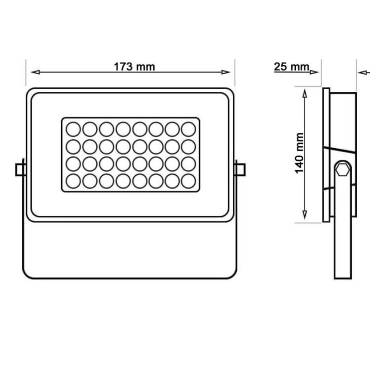 taille projecteur led 30 watts