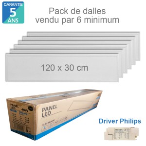 Dalles LED 120x30 cm par 6...