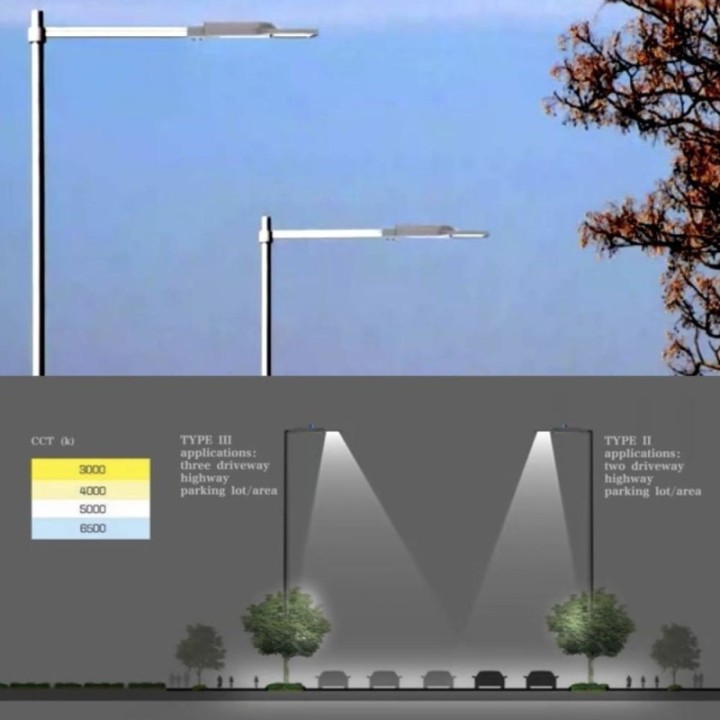 Réverbère LED 100W – Lampadaire extérieur IP65 avec driver Philips programmable