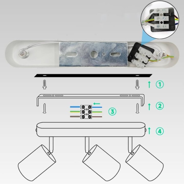 Plafonnier Orientable triple blanc pour GU10 en aluminium – Design moderne