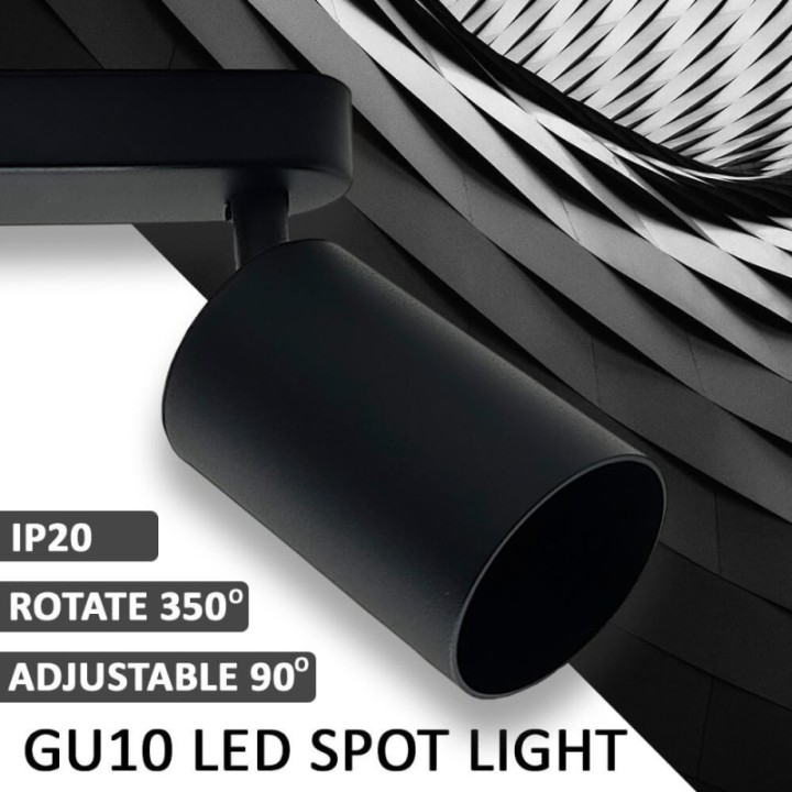 Applique de plafond orientable noire – triple spots GU10 – Design moderne