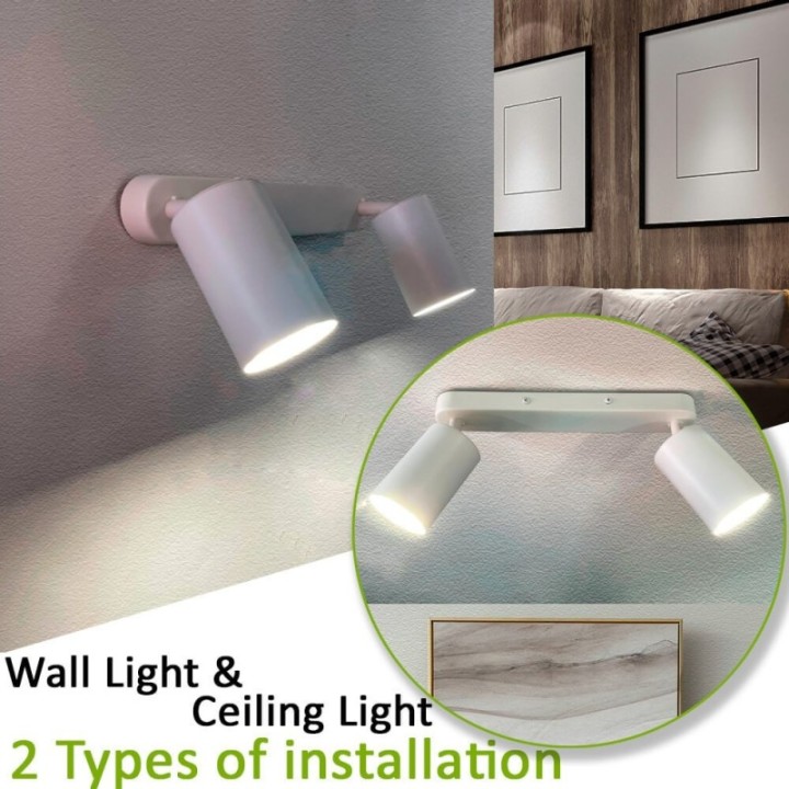 Plafonnier Orientable Blanc – 2 Spots GU10  – Design moderne