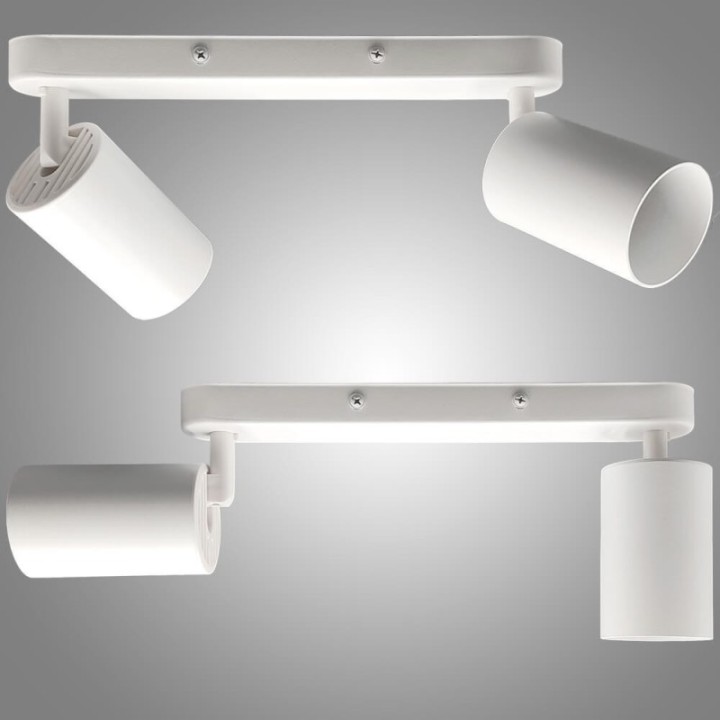 Plafonnier Orientable Blanc – 2 Spots GU10  – Design moderne