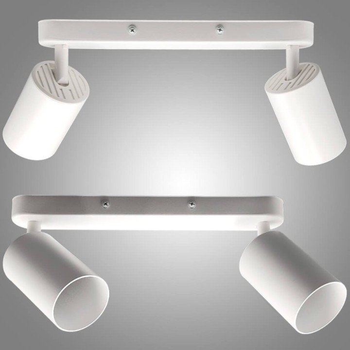 Plafonnier Orientable Blanc – 2 Spots GU10  – Design moderne