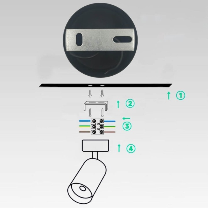 Plafonnier Orientable Noir – 1 Spot GU10 en Aluminium – Luminaire moderne