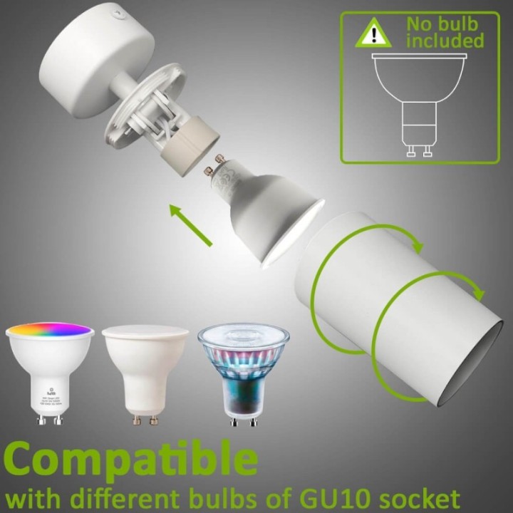 Éclairage orientable - BLANC - pour ampoule GU10