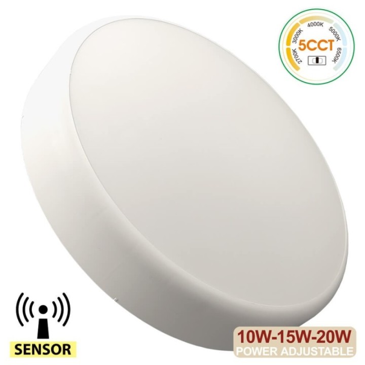 Plafonnier LED 20W Réglable – 5CCT avec Capteur Radar – IP44