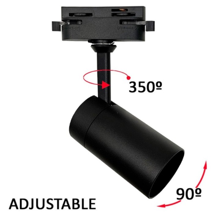 Spot sur Rail Noir – Monophasé – Orientable GU10 – Aluminium