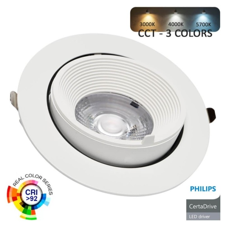 Spot LED Encastrable Orientable – 18W à 40W – Bridgelux – Driver GX-Tronic – CCT – CRI+92