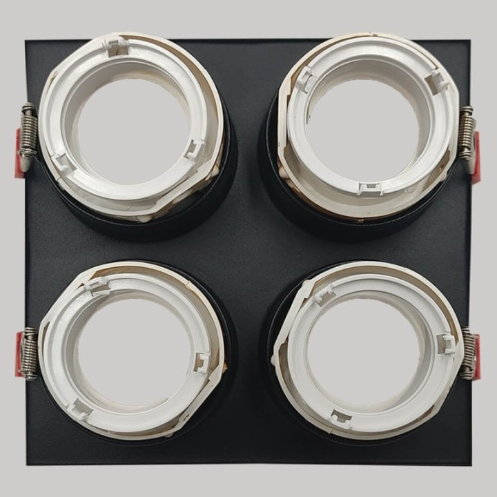 Cadre Basculant Quadruple GU10 – Noir – Encastrable Orientable personnalisable