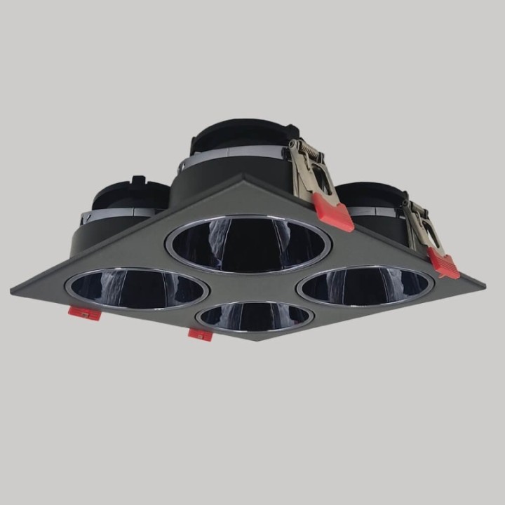 Cadre Basculant Quadruple GU10 – Noir – Encastrable Orientable personnalisable