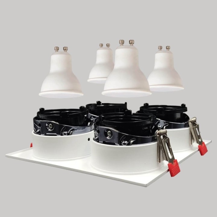 Spot encastrable quadruple GU10 – Blanc – Encastrable Personnalisable