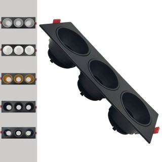 Spot Encastrable Triple GU10 – Noir – Design Personnalisable