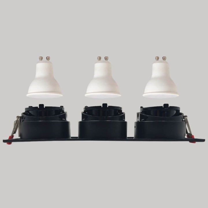 Spot Encastrable Triple GU10 – Noir – Design Personnalisable