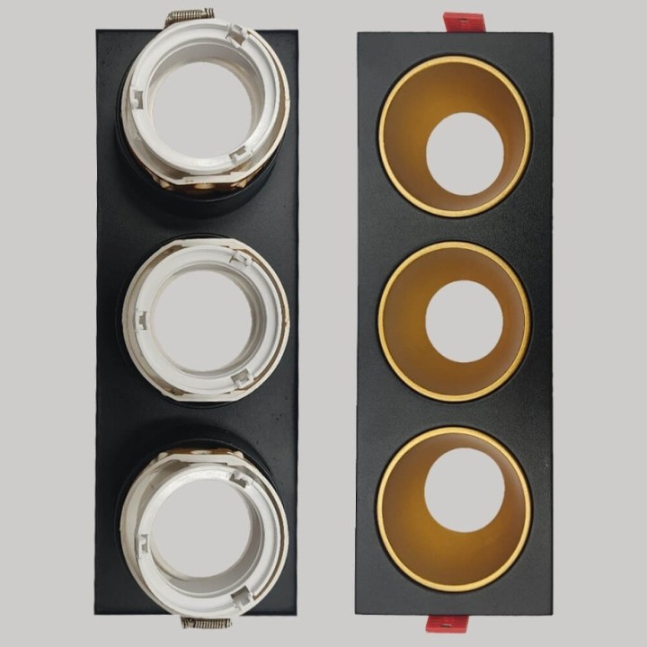 Spot Encastrable Triple GU10 – Noir – Design Personnalisable