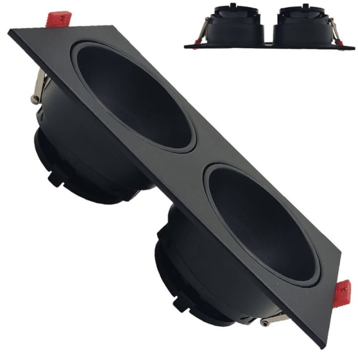 Spot Encastrable Double GU10 – Noir – Design Personnalisable
