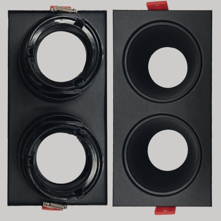 Spot Encastrable Double GU10 – Noir – Design Personnalisable