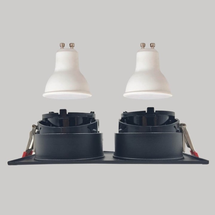 Spot Encastrable Double GU10 – Noir – Design Personnalisable