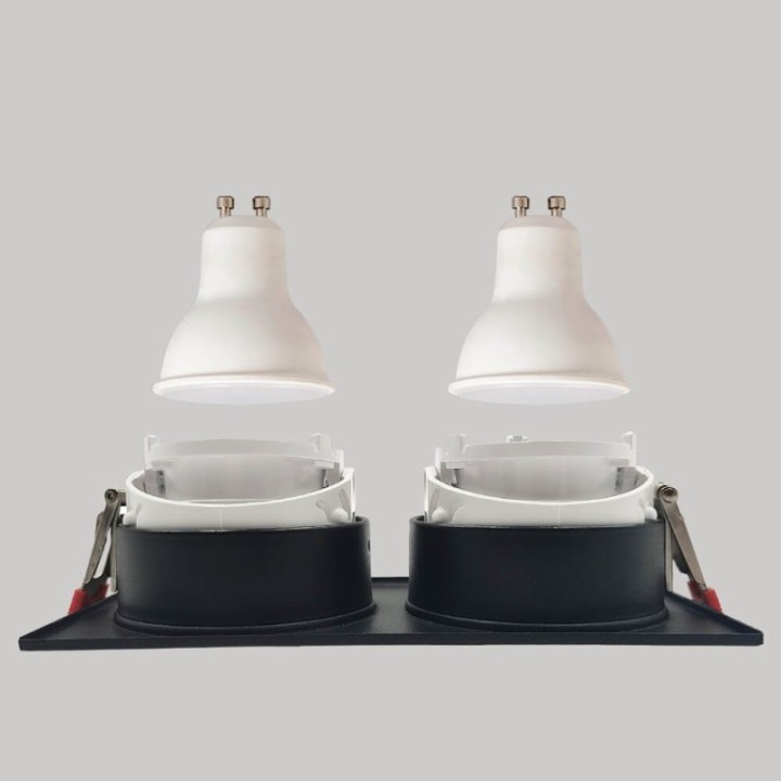 Spot Encastrable Double GU10 – Noir – Design Personnalisable