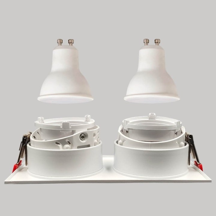 Spot Encastrable Double GU10 – Blanc – Design Personnalisable
