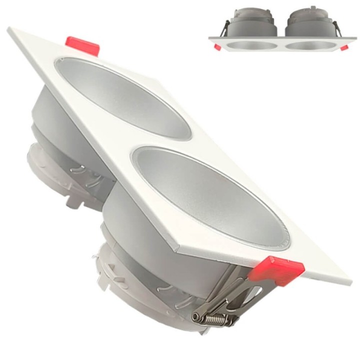 Spot Encastrable Double GU10 – Blanc – Design Personnalisable