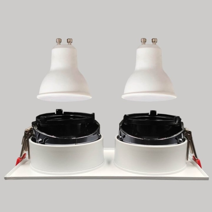 Spot Encastrable Double GU10 – Blanc – Design Personnalisable