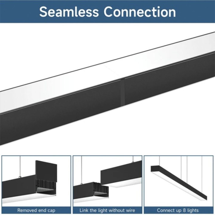 Réglette LED Linéaire 150 cm Noire – 50W – 3CCT – Interconnectable