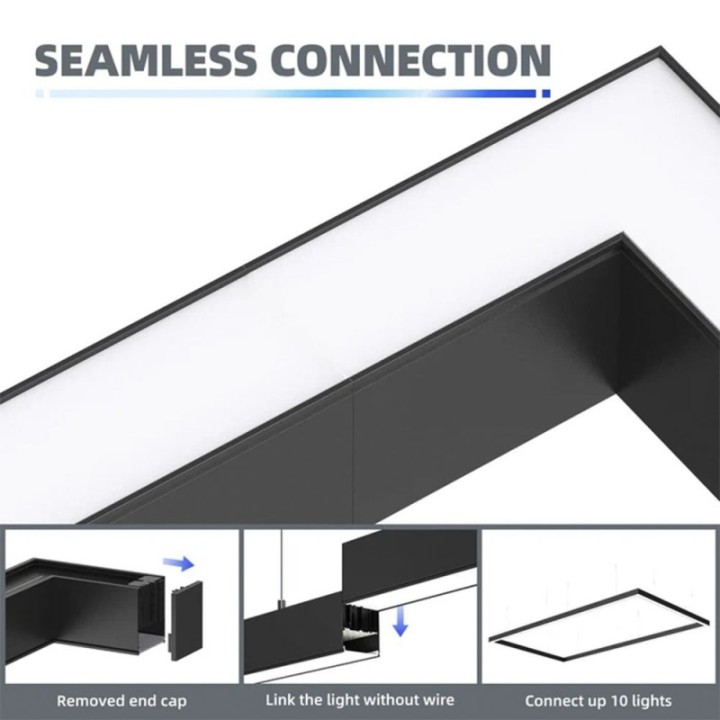 Réglette LED Linéaire 150 cm Noire – 50W – 3CCT – Interconnectable
