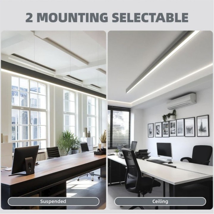 Réglette LED Linéaire 150 cm Noire – 50W – 3CCT – Interconnectable