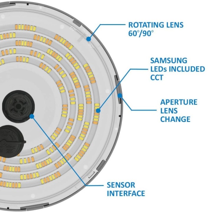 Cloche Industrielle LED réglable 100-150-200W – CCT – Lumileds puissante