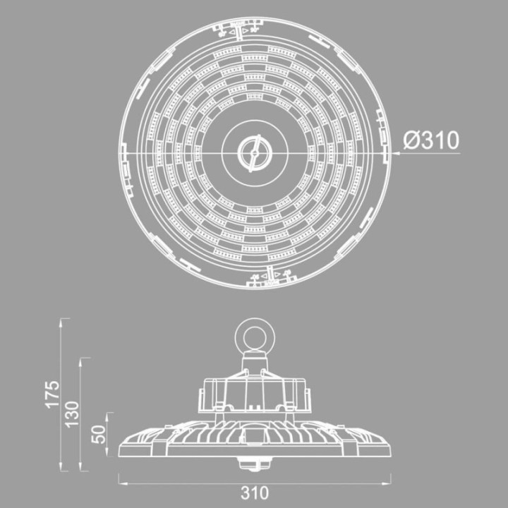 Cloche Industrielle LED réglable 100-150-200W – CCT – Lumileds puissante