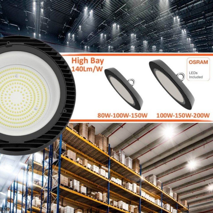 Cloche Industrielle LED 100W-200W – OSRAM – 140 lm/W – No Flicker