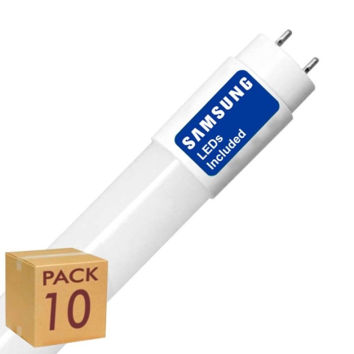 pack de 10 tubes LED T8 verre 300° haute luminosité 130 lm/W