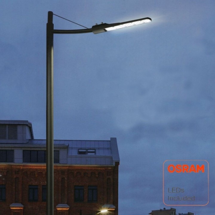 Réverbère LED 50W – Puce OSRAM – IP65 – Bras orientable