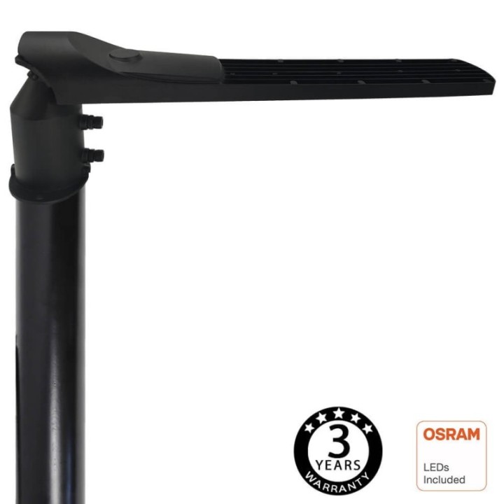 Réverbère LED 100W noir – Puce OSRAM – IP65 – Bras orientable