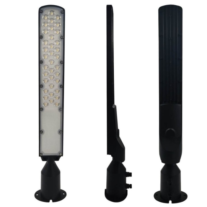 Réverbère LED 100W noir – Puce OSRAM – IP65 – Bras orientable