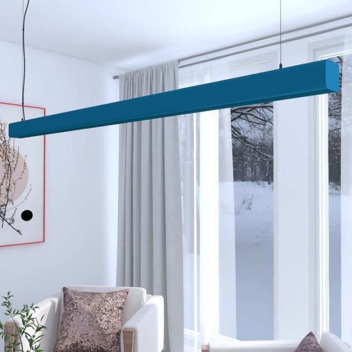 Lampe Linéaire LED Suspendue sur Mesure Bleu Azur | Autres Couleurs Disponibles | 0,5m à 2m
