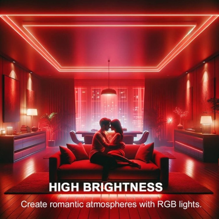 Bande LED RGB COB 24V – 672 LED/m – 15W/m – Éclairage décoratif coloré – IP20