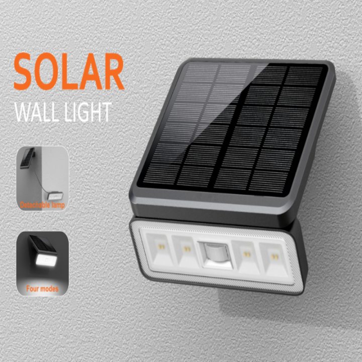 Applique solaire LED détachable 1000 lumens – Panneau déporté 2 m – Capteur PIR – 4000K