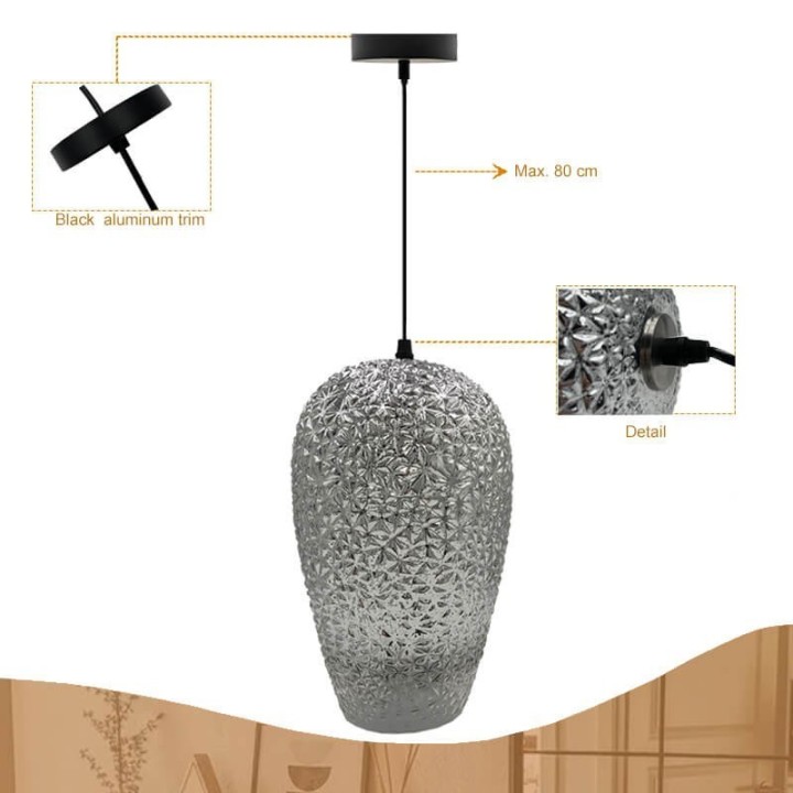 Suspension LED à filament - verre argenté - 4 watts