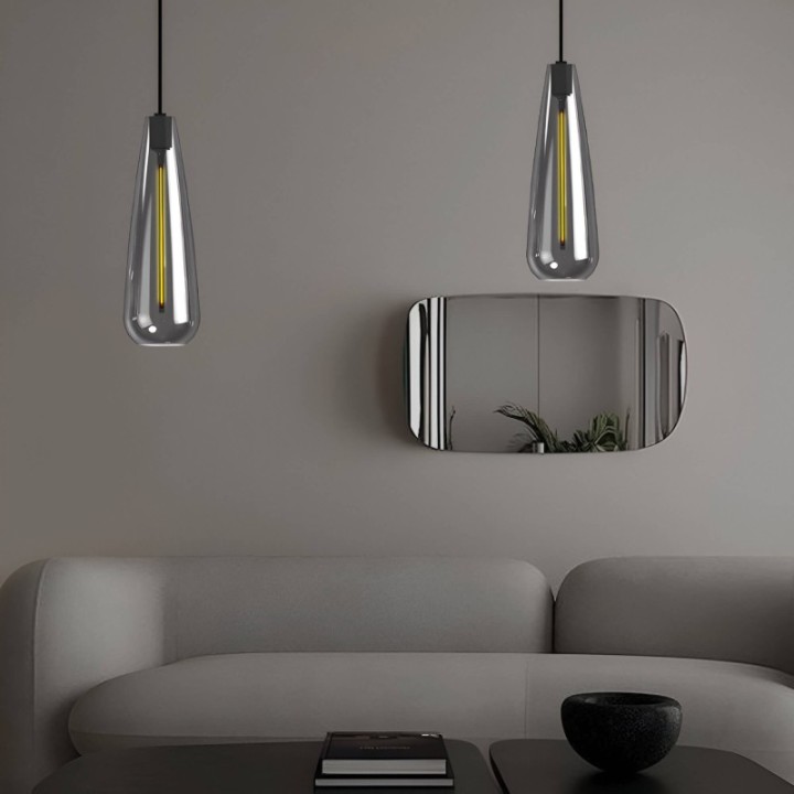 Suspension LED à Filament Verre Fumé | 4 watts | Luminaire Design Élégant