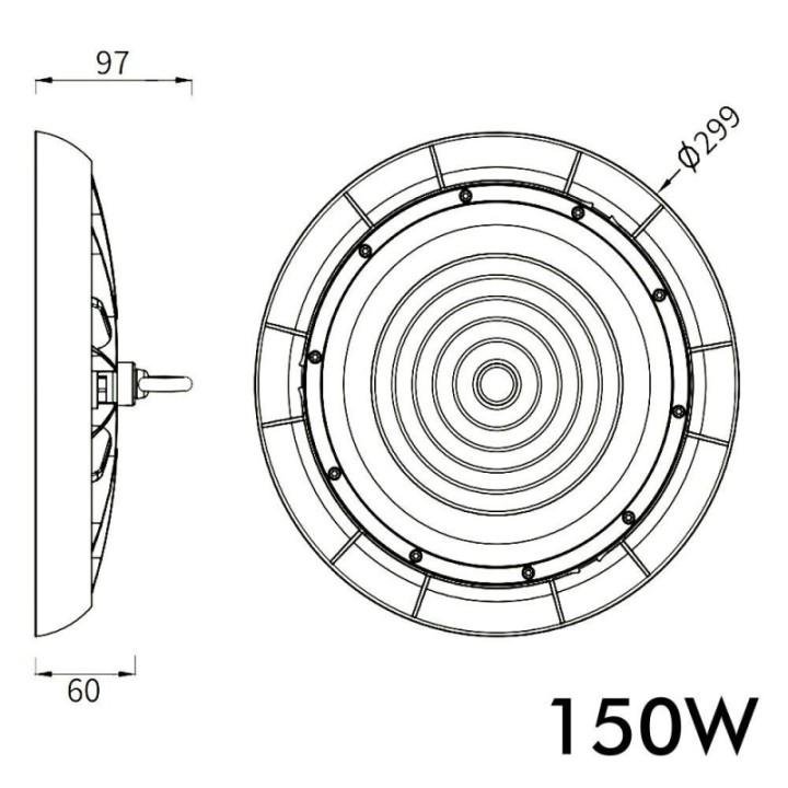 Cloche LED Industrielle UFO 150W – CCT – IP65 – Haute performance