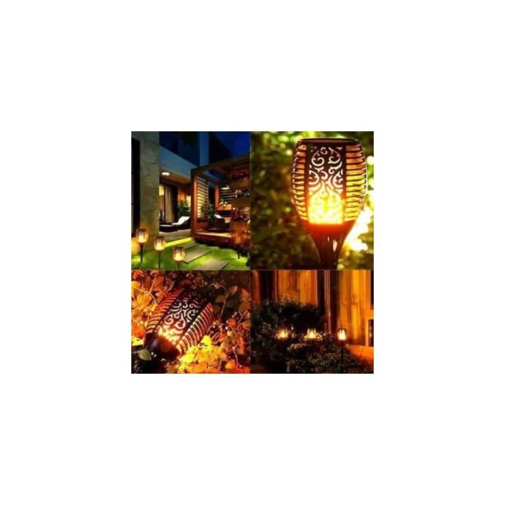 Torche Solaire LED effet Flamme sur Piquet