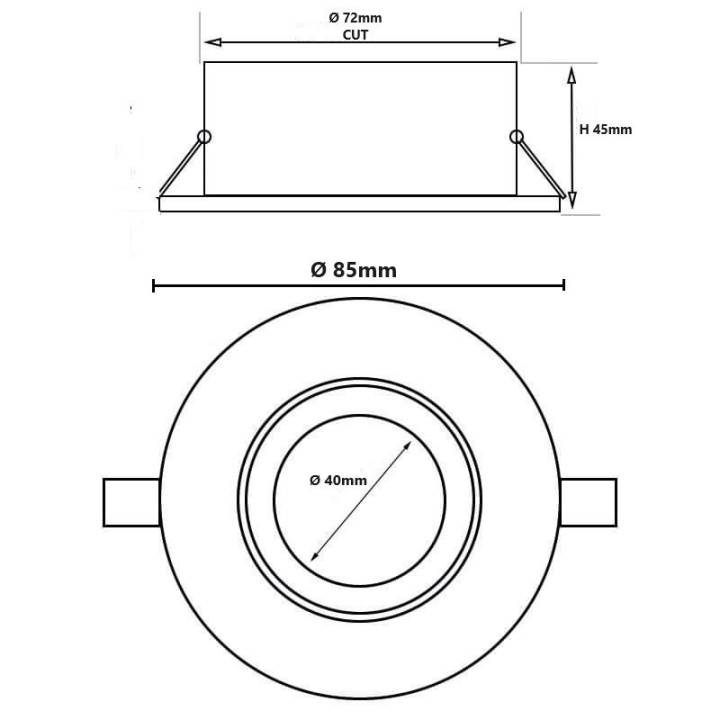 Anneau circulaire étanche fixe noir courbé IP65 - GU10
